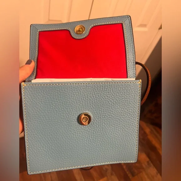 BRAND NEW Dooney and Bourke Gingy Flap Crossbody Purse Aqua Blue - Picture 2 of 15